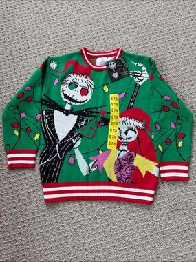 Disney Green Jack Skellington & Sally Christmas Sweater